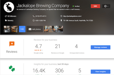 Google My Business Jackalope Brewing