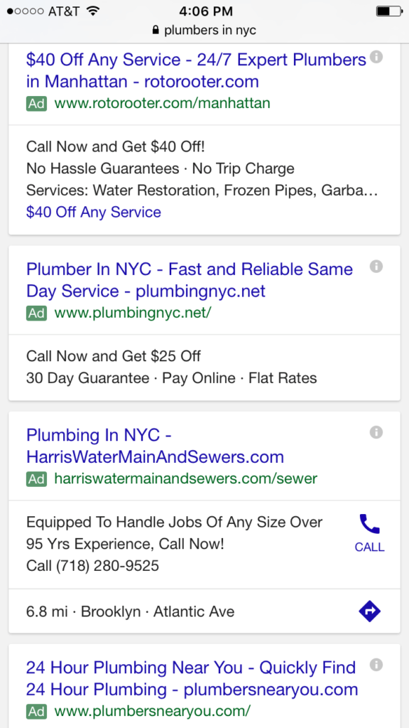 Paid Results Mobile Google Search