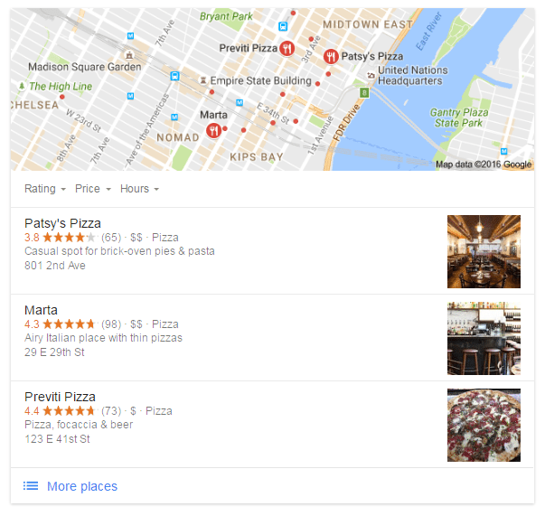 pizza local google randing
