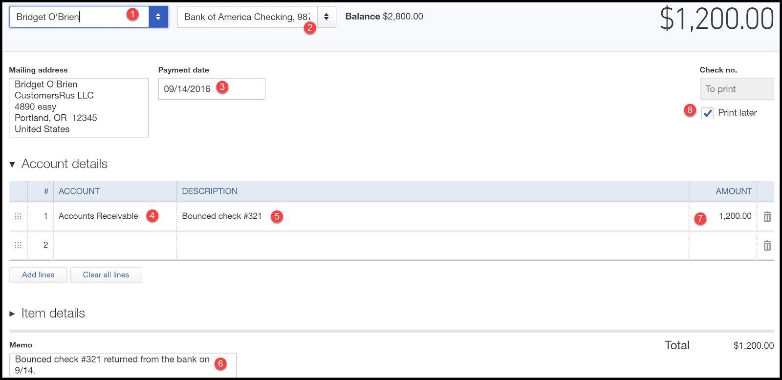 Quickbooks online check writing