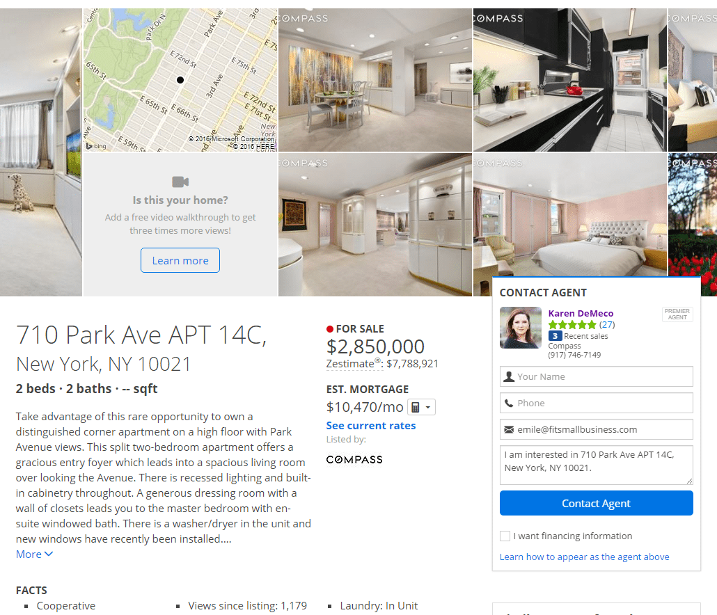 zillow premier agent listing
