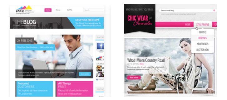 Examples of websites designed on 99designs