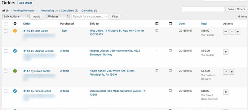 Wordpress ecommerce order management - WooCommerce