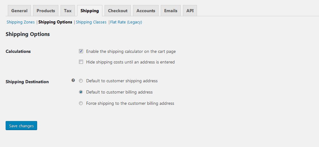 Wordpress ecommerce shipping setup - WooCommerce