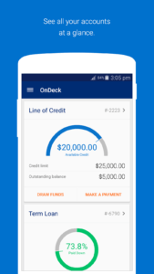 OnDeck business line of credit mobile app view balance