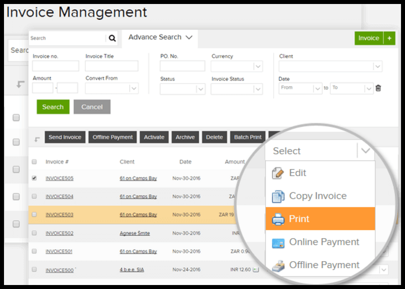 Invoicera Invoice Dashboard