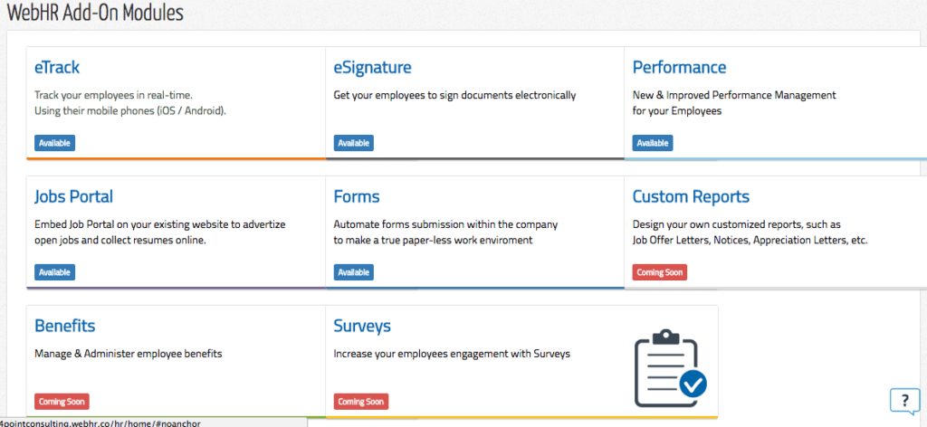 webhr add-on modules hr software