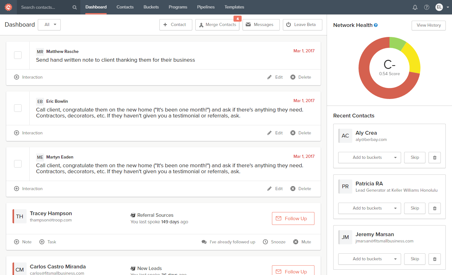 Contactually screenshot