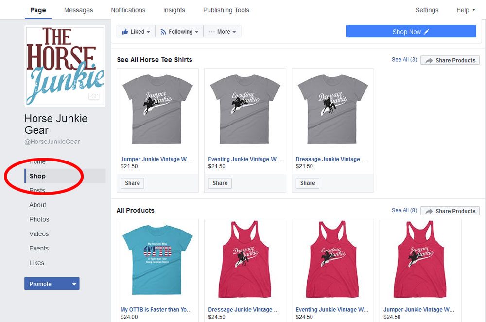 Sell Products in a Facebook Shop in 5 Easy Steps - Shop Page