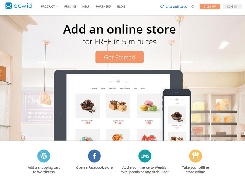 Top Shopify Competitors - Ecwid for WordPress Wix and Weebly