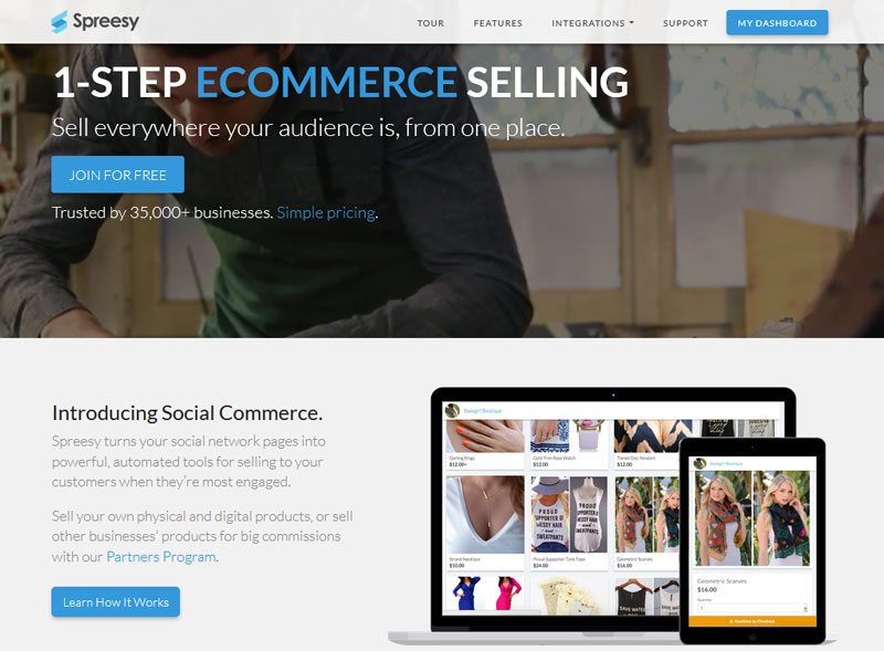 Top Shopify Competitors - Spreesy social selling free store