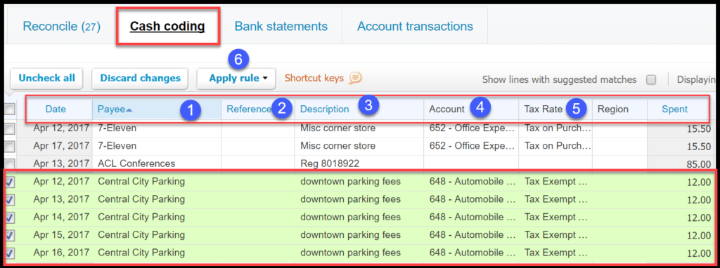 reconcile bank and credit card transactions in xero