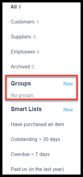 groups in xero