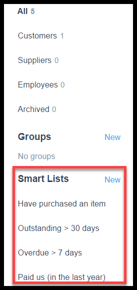 smart lists in xero