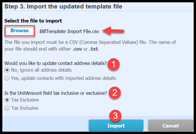import bills xero