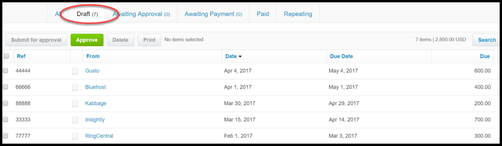 import bills xero