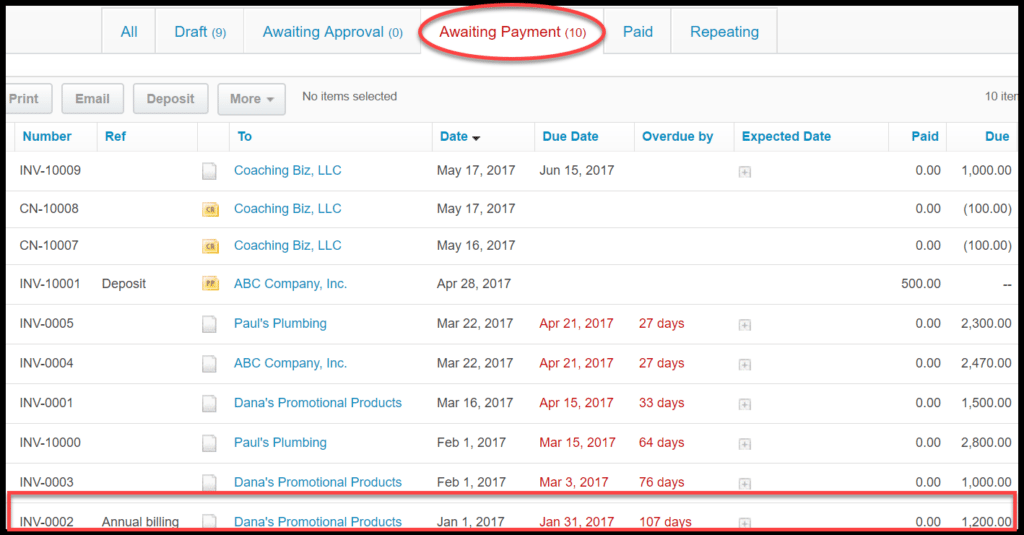 receive payment in xero