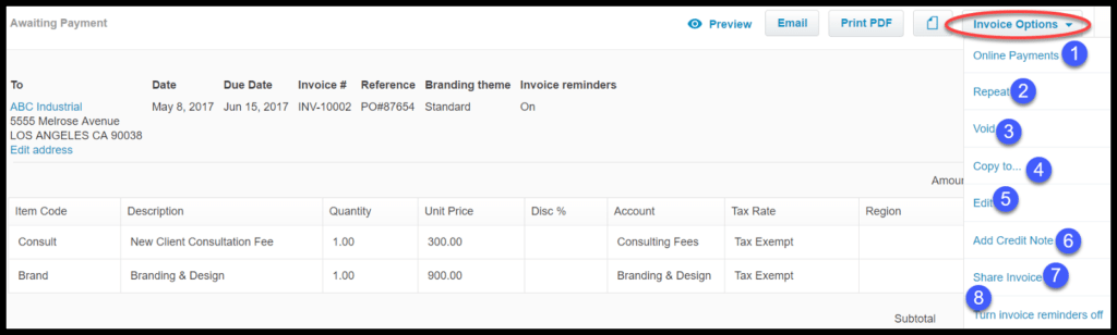 invoice a customer in xero