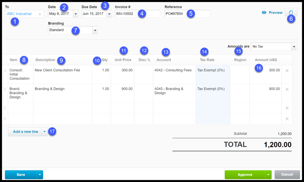 invoice a customer in xero
