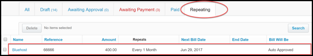 create a bill in xero