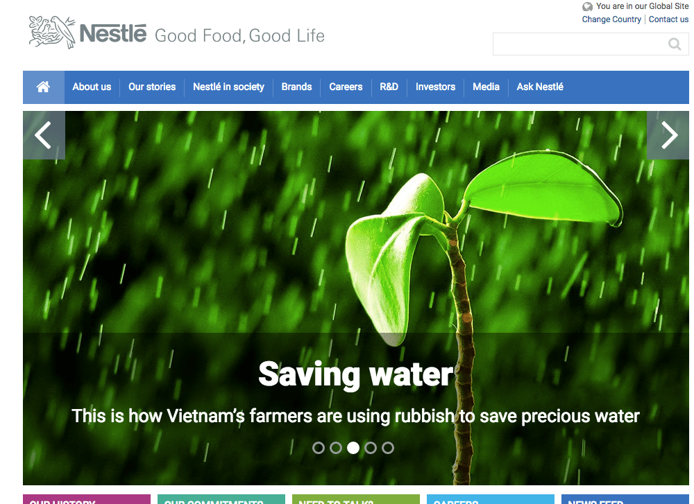 Nestle - Employer branding on company website