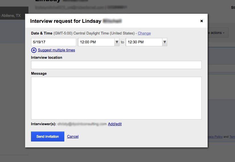 marketing recruitment: interview invite