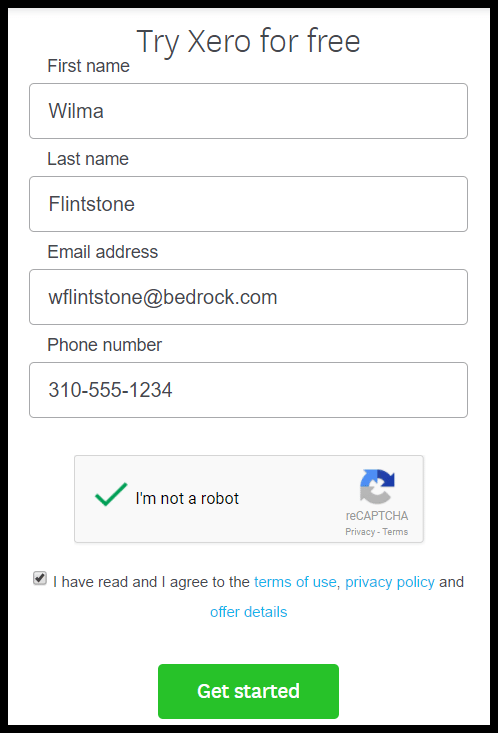 sign up and activate your xero account for free