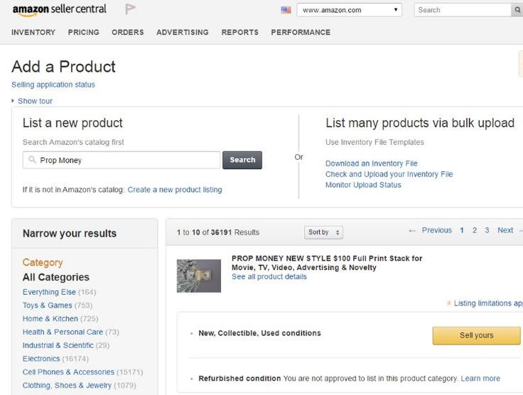 How to sell on Amazon - add products