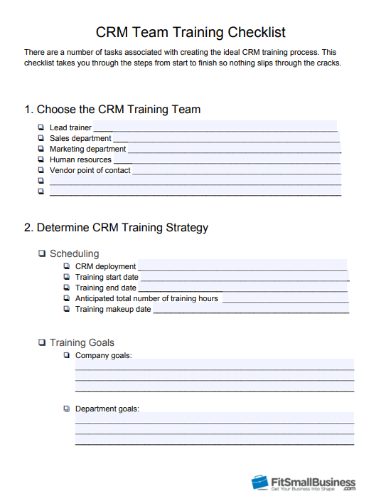 7 Steps To Train Your Team On CRM Free Checklist