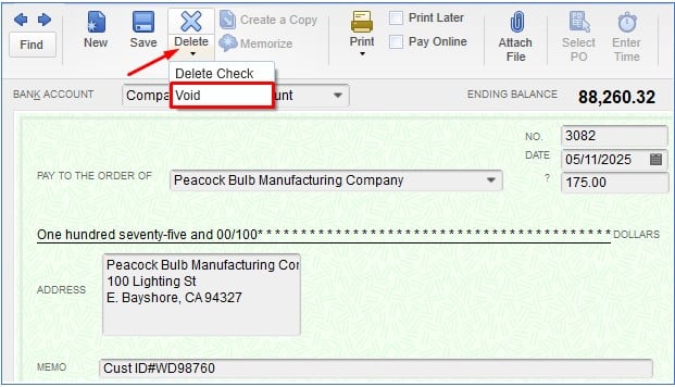 How To Void A Check In QuickBooks Desktop