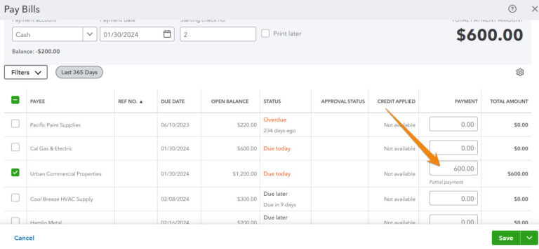 How To Enter A Partial Payment In Quickbooks Online