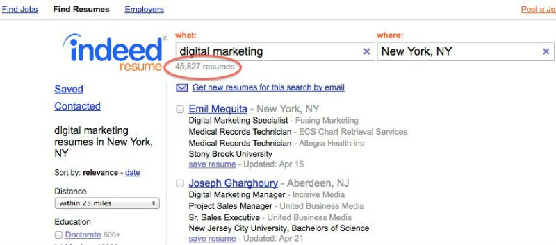 how to use indeed resume search
