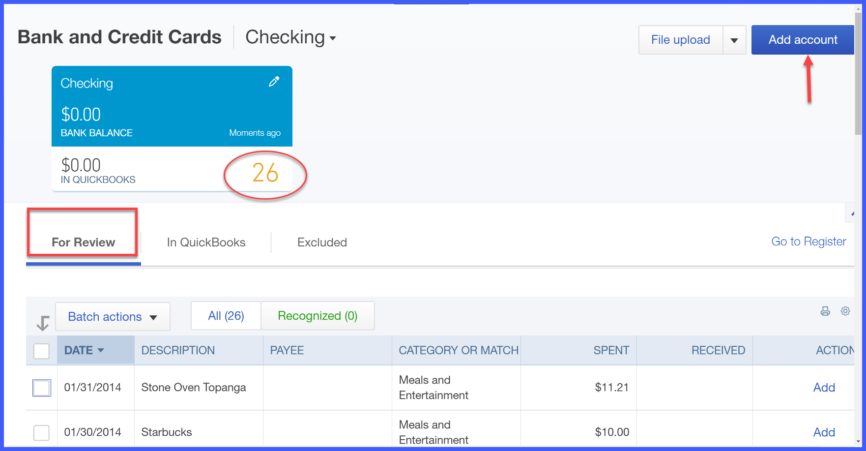 account tracker import from bank