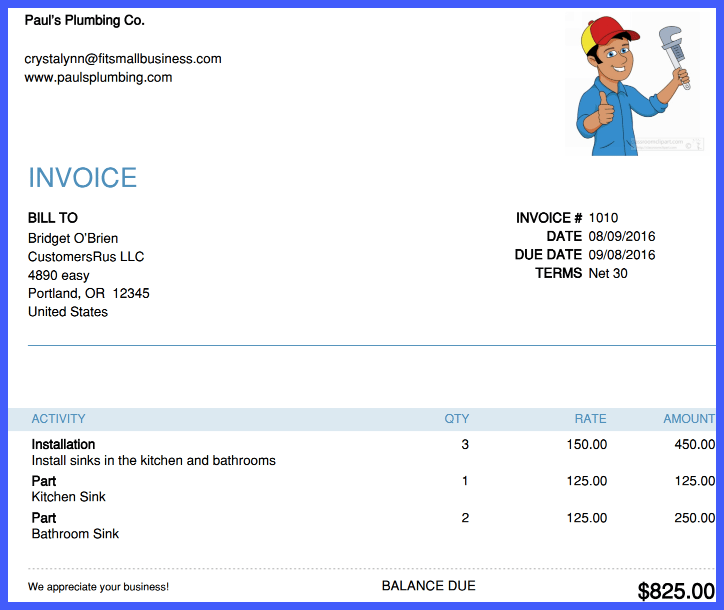 making a quick invoice