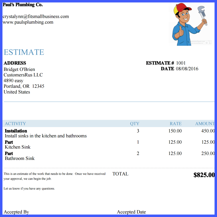 estimates in quickbooks online