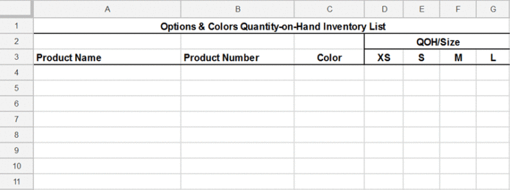 Printable Clothing Inventory Form