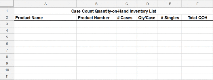 Inventory Count Sheets Cprc