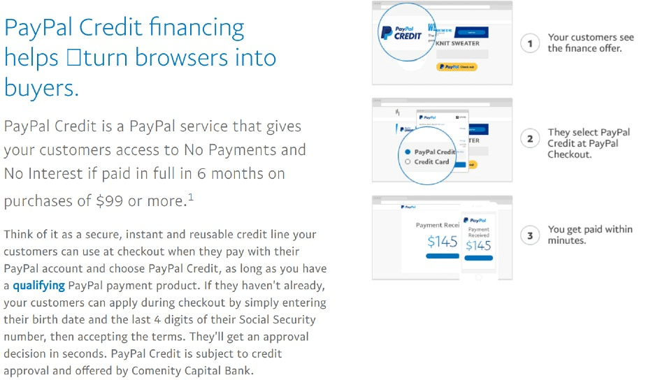 Retail financing and bill corcoran queen standard me later credit: PayPal Credit