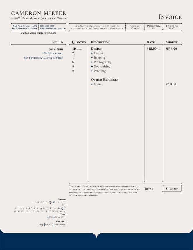 samples of invoices for payment