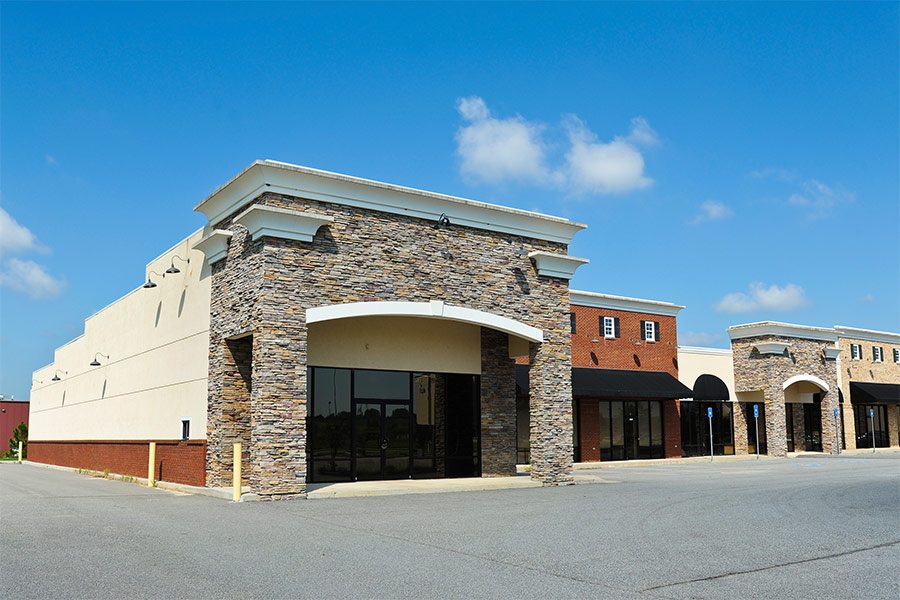 An empty commercial building.