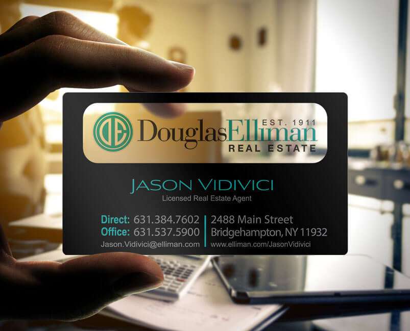 Transparent real estate business card design