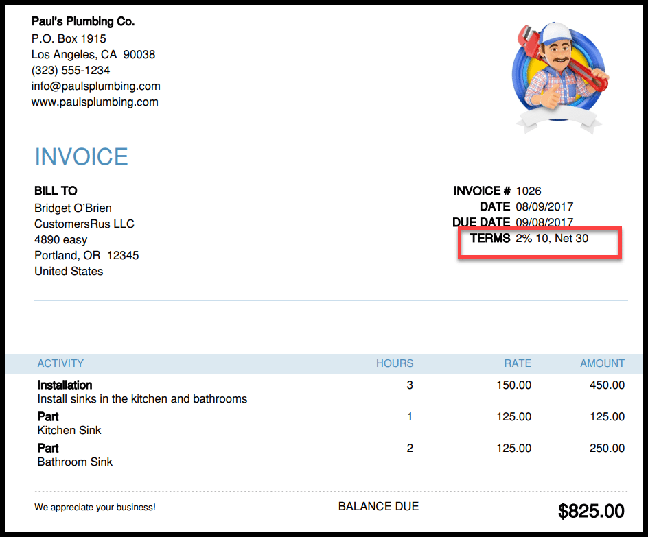 add discount to quickbooks invoice