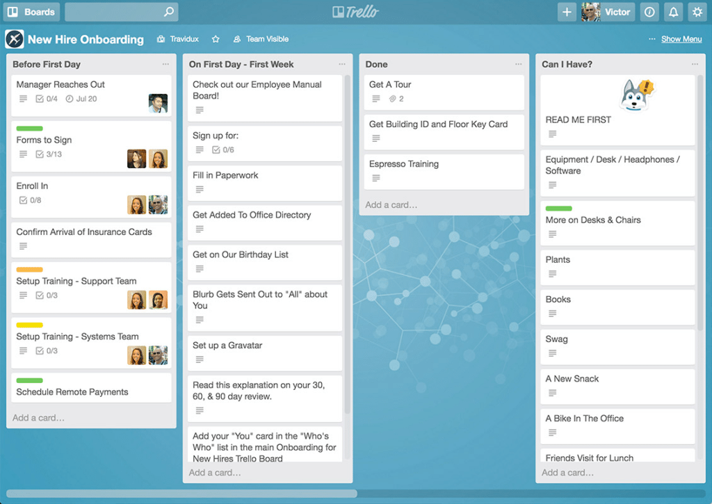 trello project board examples