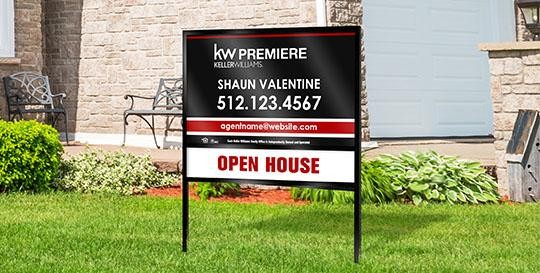 Classic open house sign with large brokerage logo