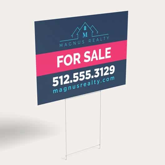 Color contrast H-stake for sale sign