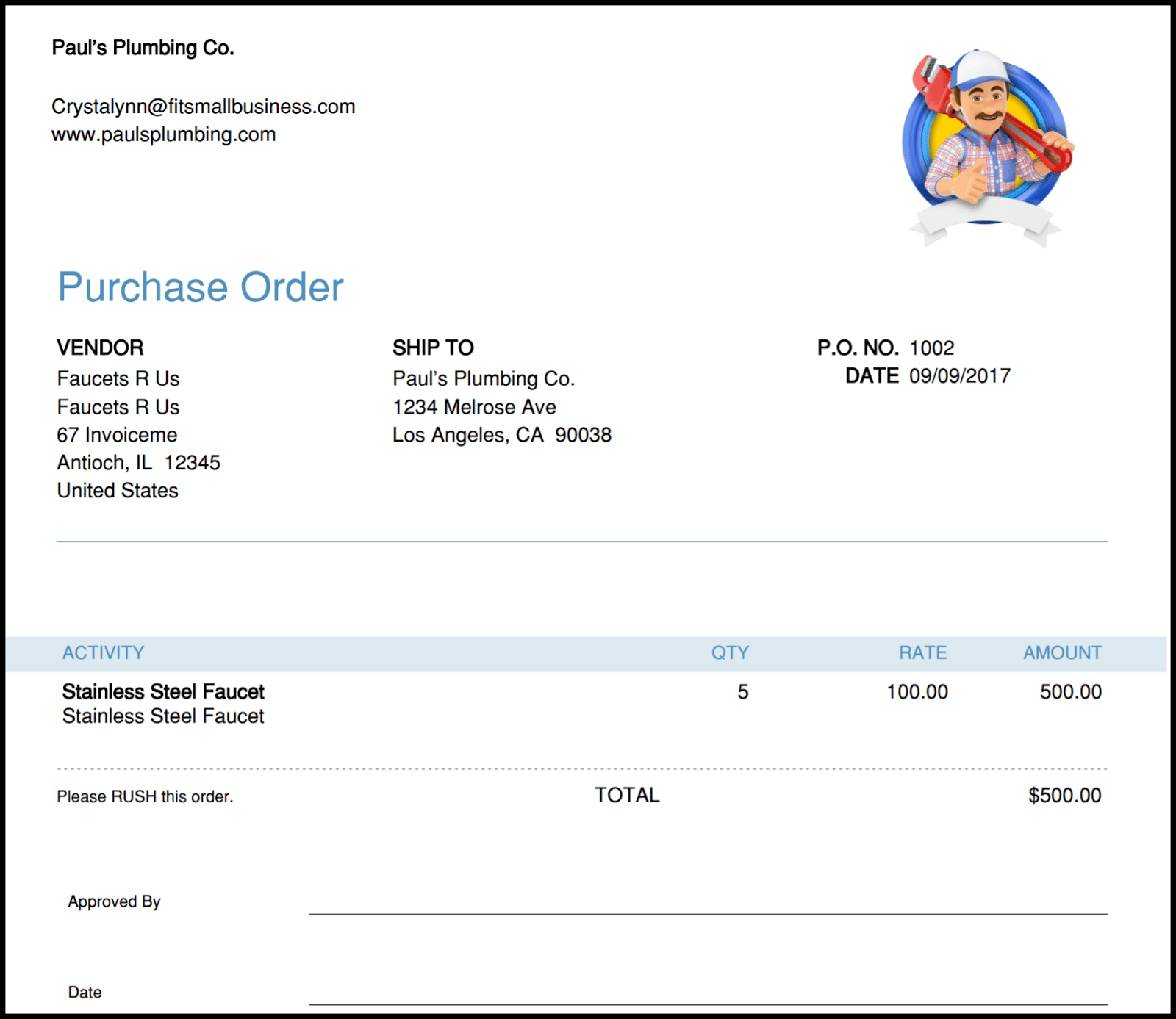Purchase Order Sample Master Of Template Document