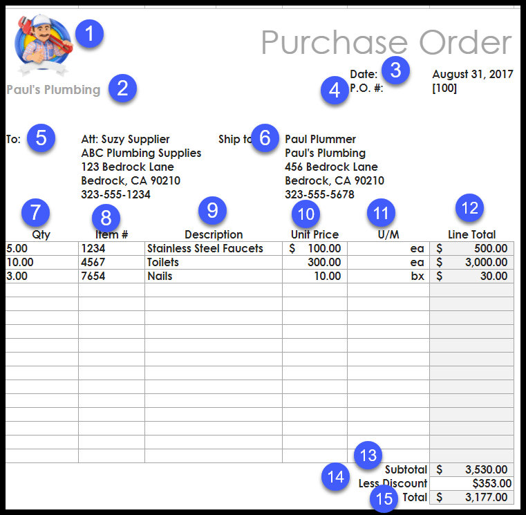 Excel Purchase Order Template Auto Numbering Ten Things