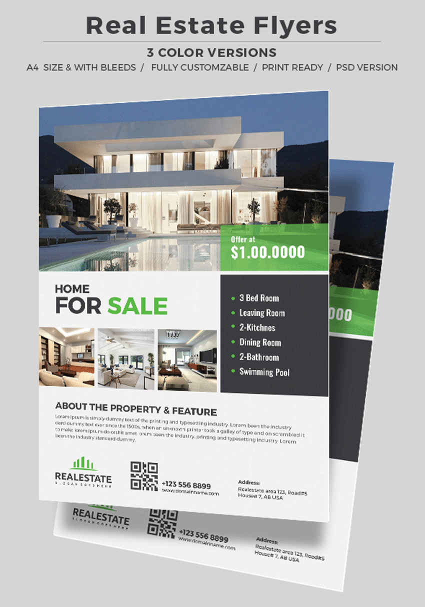 real estate design psd templates flyer