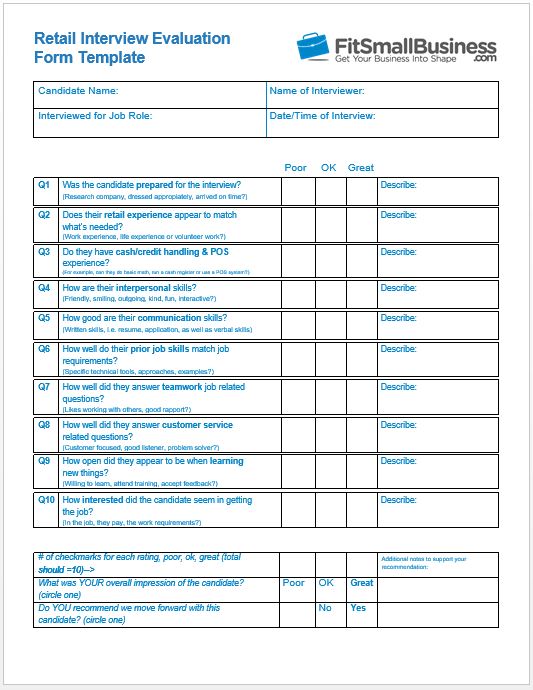 11-free-interview-evaluation-forms-scorecard-templates-best