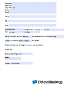 Sample Employee Verification Letter from fitsmallbusiness.com